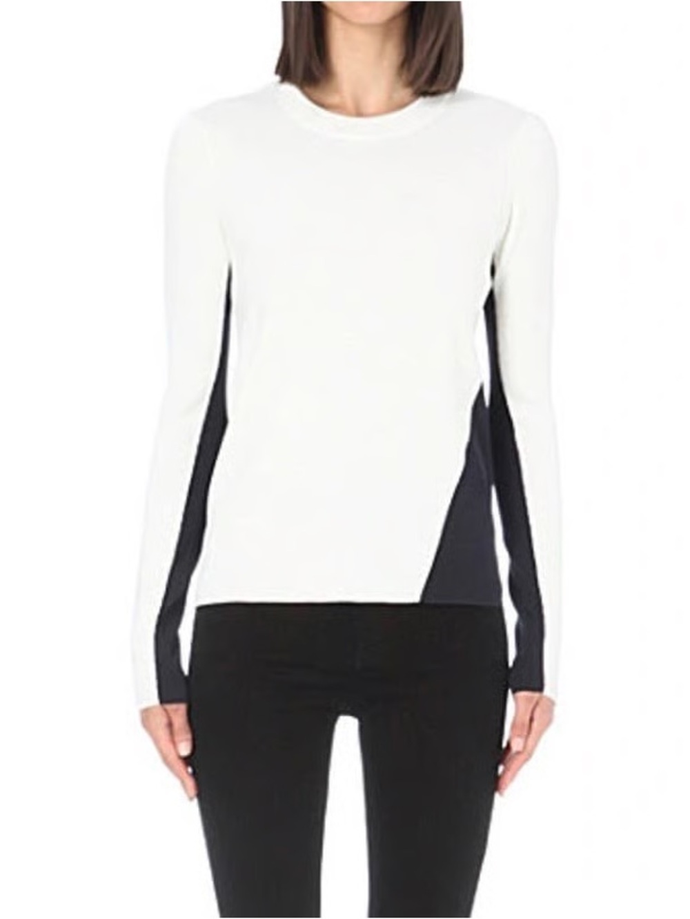 Rag & Bone Navy & Cream Colorblock Cecelia Merino Wool Sweater Size Medium